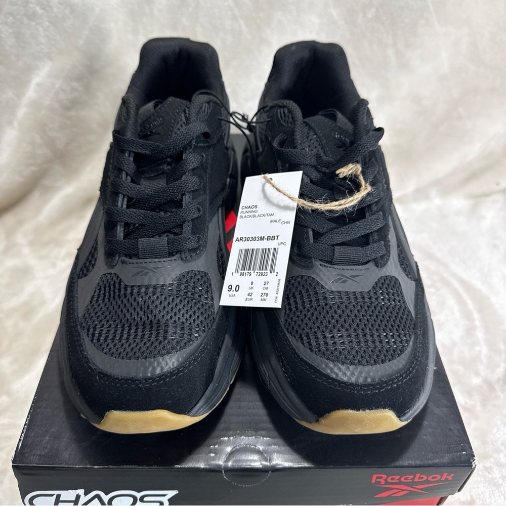 Reebok Men’s Chaos Running Shoes, Black & Tan US 9